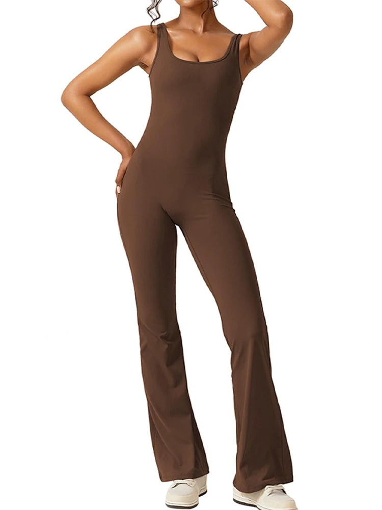 2025 Spring and Summer New Women's Slim Hip Lifting One-piece U Neck Sexy Backless Sleeveless Sports Yoga Clothing