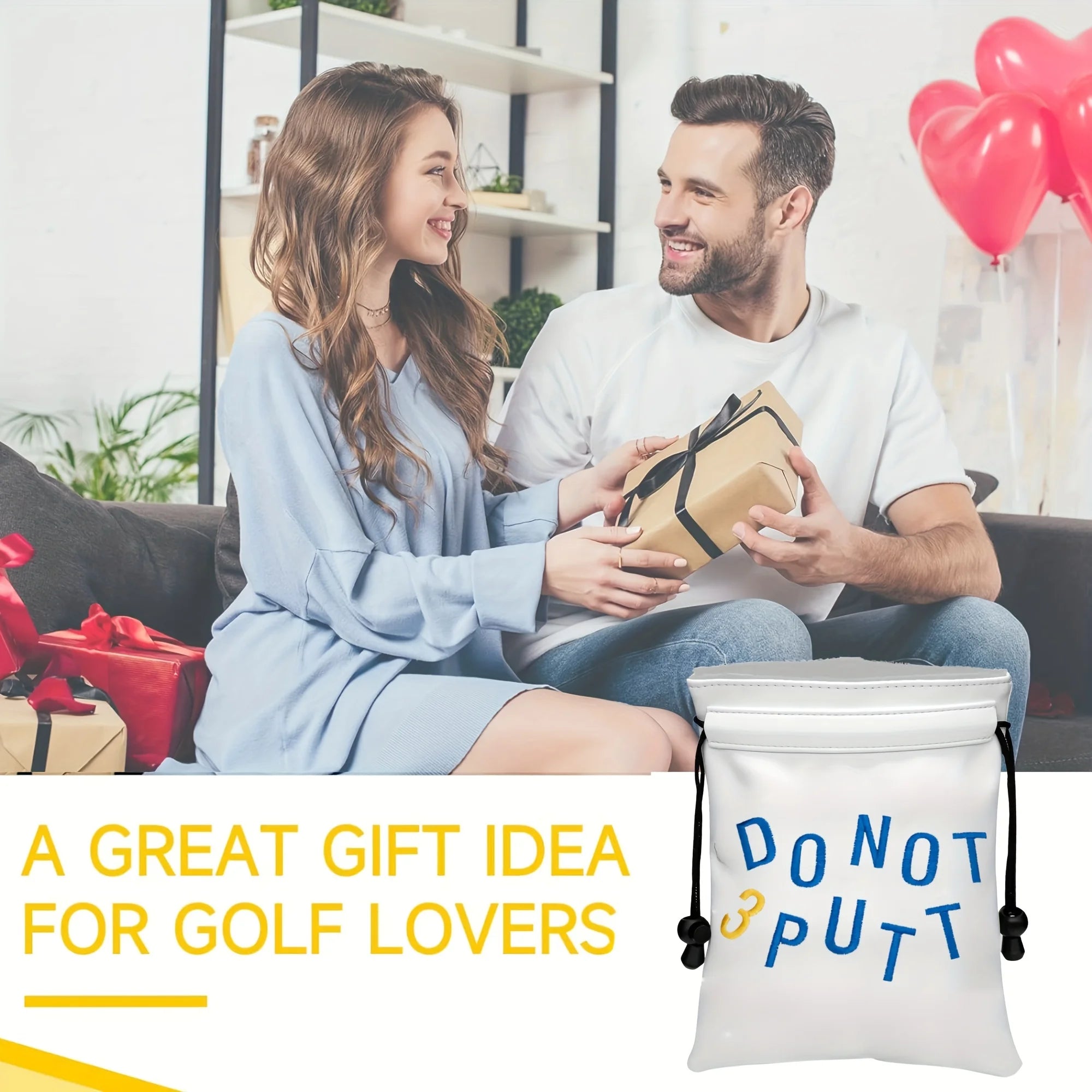 Golf Valuables Bag Made of, Featuring a Drawstring Closure. This Portable Pouch Is Perfect for Golf Balls. Ideal for Golfers, It