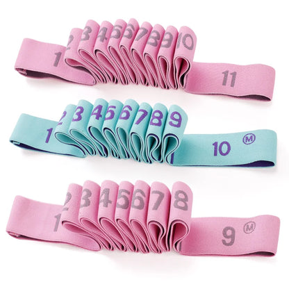 9/10/11 Loops Digital Resistance Bands Yoga Auxiliary Elastic Band Stretching Belt for Adult Pilates, Latin, Dance, Gymnastics