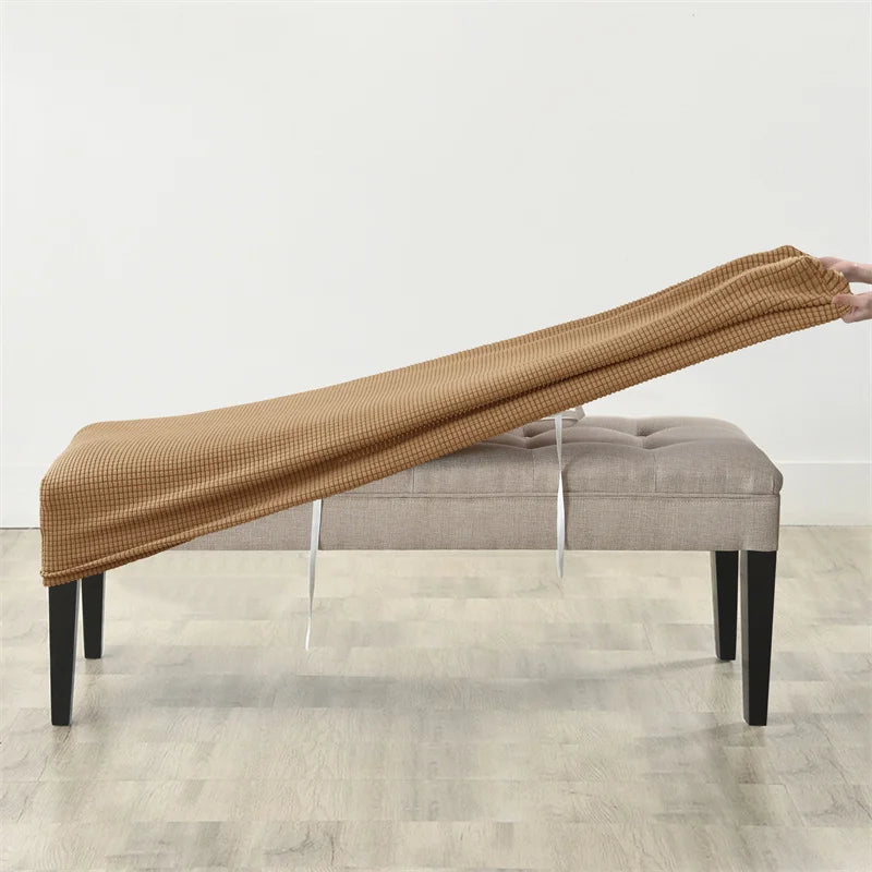 1pc Elastic Ottoman Cover Rectangle All-inclusive Stool Covers Solid Piano Bench Seat Covers Anti-dirty Removable Home Decor