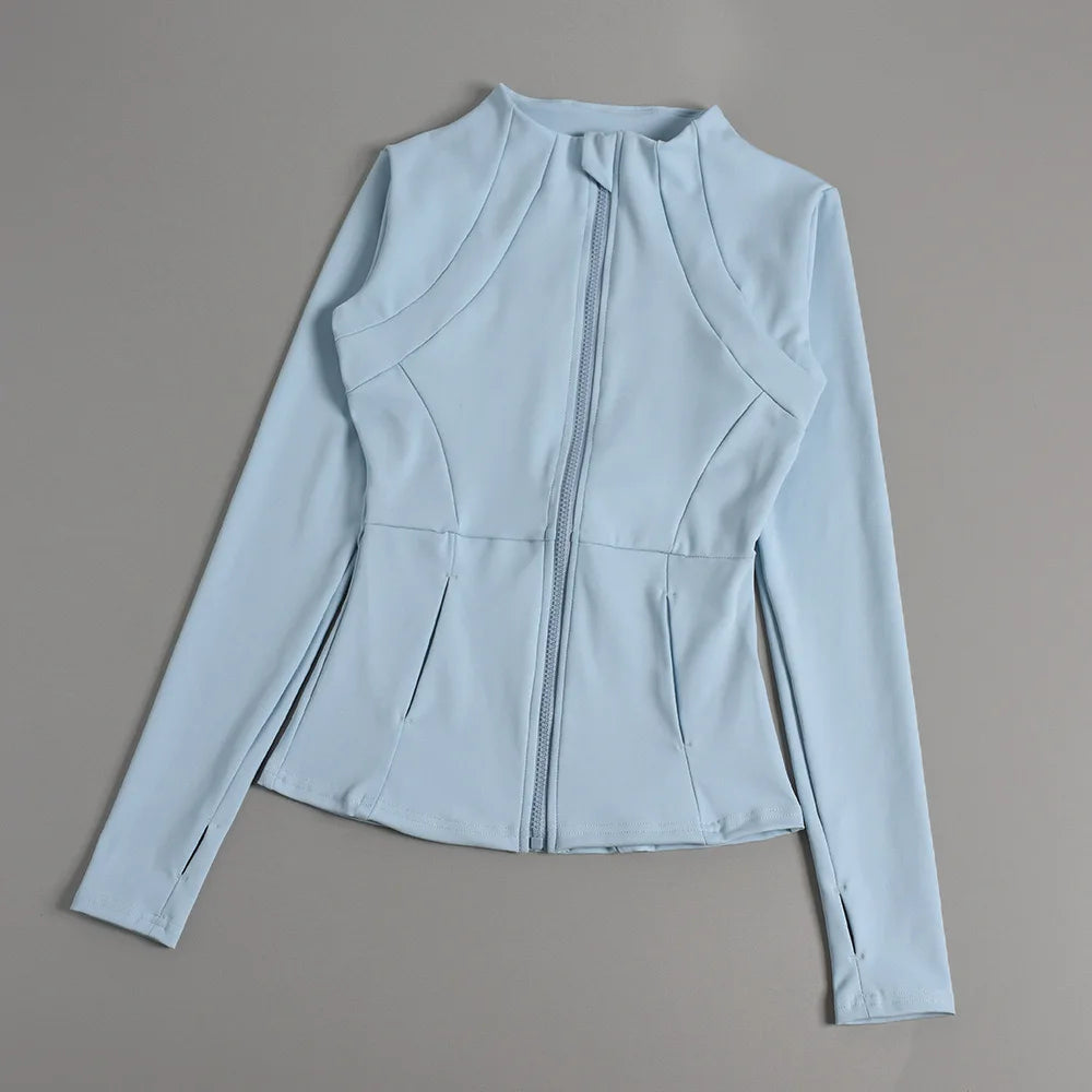 Yoga Suit Women's High-end Standing Collar Long Sleeved Sports Jacket Running Training Fitness Top Windproof Running Suit