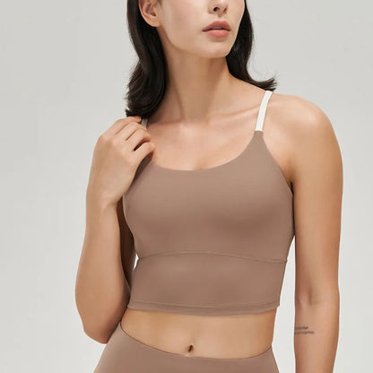 SOISOU Top Women Sports Bra Cross Beautiful Back Gym Fitness Workout Shockproof Running Tops Yoga Bra For Women Sport Wear