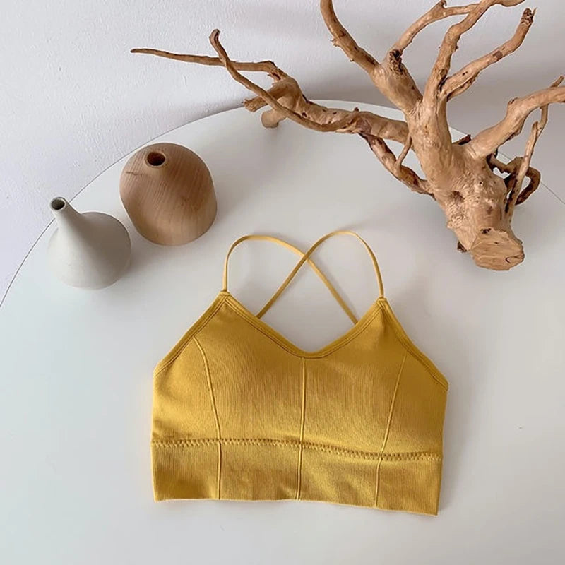 Fitness Top Sport Bra Breathable Bras Women Cross Strap Sports Bra Top Women Push Up Sport Bra Yoga Gym Crop Top Brassiere