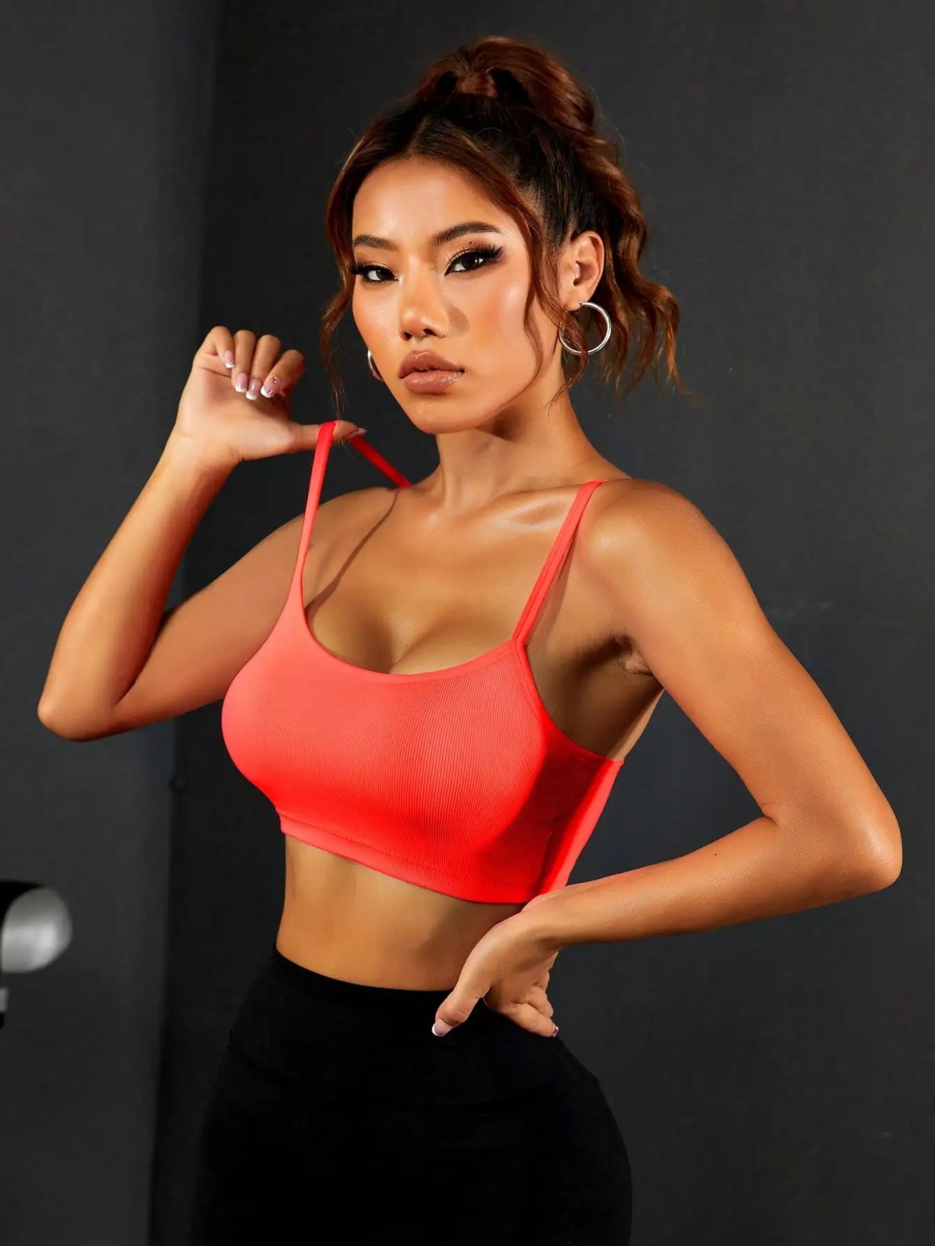 Workout Sports Bras for Women Padded Strappy Open Back Gym Bra Light Impact Yoga Crop Top