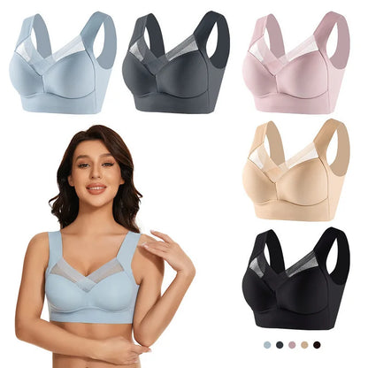 Sports Bras Women Breathable Bra Wireless Sexy U Back Inner Push Up Seamless Stitching  Mesh Top Bra Without Bones Frame Bras