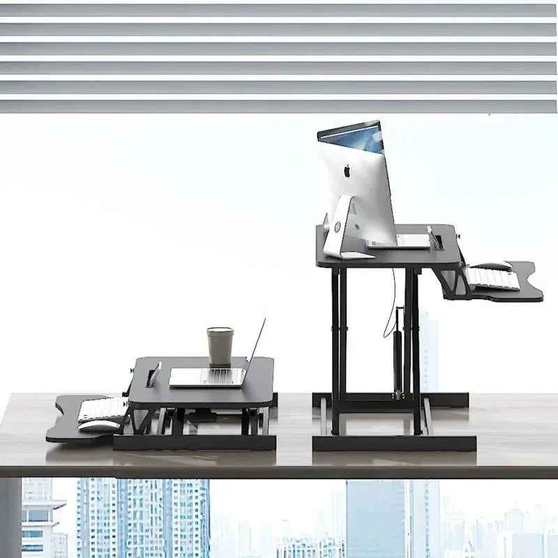 Height Adjustable Folding Standing Computer Desk with Keyboard Tray for Home Office Gaming Lift Laptop Table Stand Workbench