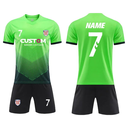 Custom Soccer Uniforms Football Training Clothing Adults Kid Clothes Short Sleeve Printing Men Boys Soccer Clothes Sets Jls916