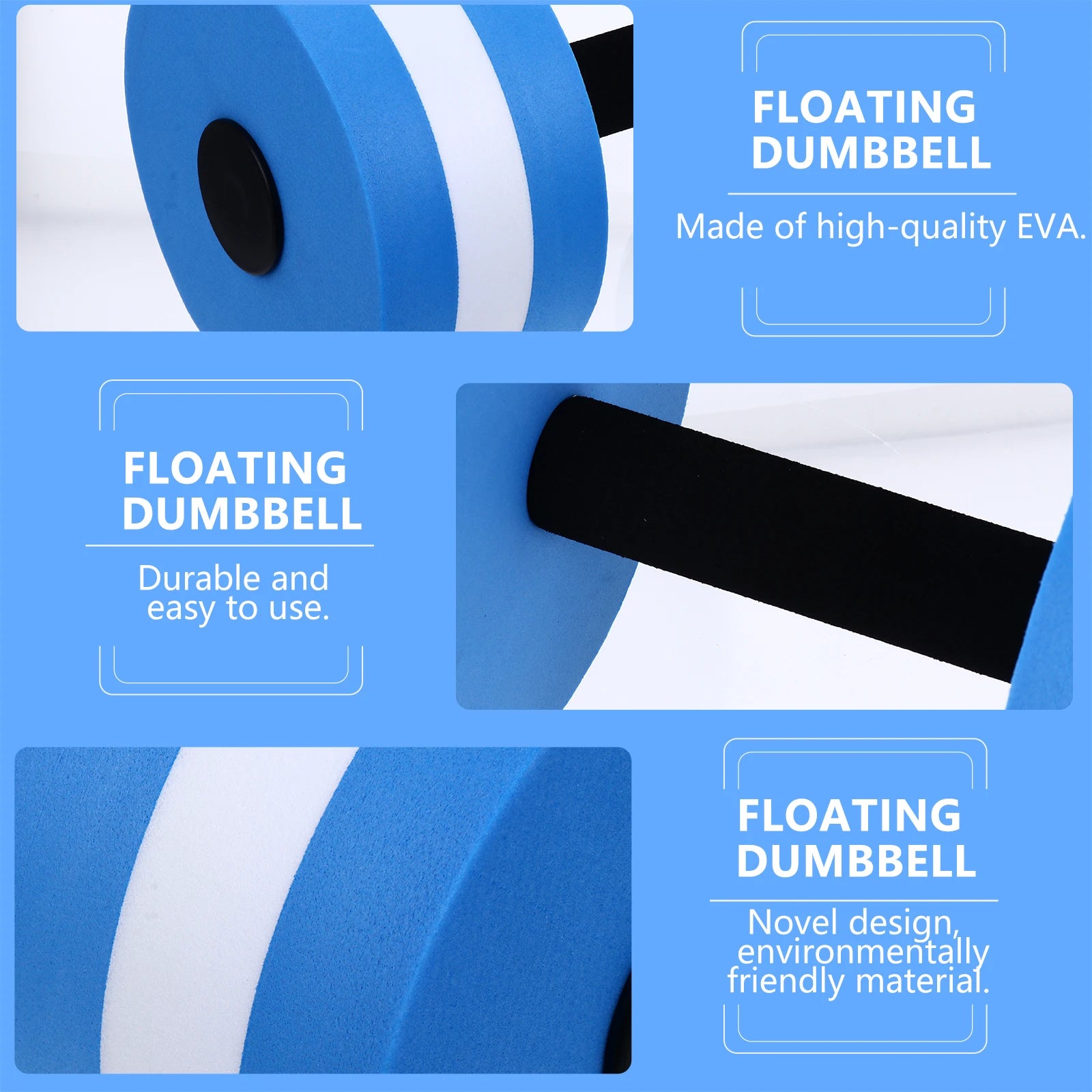 1pc Floating Dumbbell Water Barbell Aquatic Exercise Pool Fitness Weights Children Proof Three Layer Support Balance Resistance