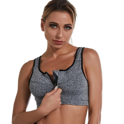 Sports Bra Women Front Zipper Push Up Gym Jogging Crop Tops Female Yoga Fitness Shockproof Vest Sujetadores Sport Bras for Women
