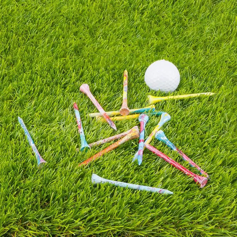 Golf Practice Tees 50pcs Professional Practice Colorful Golf Tees Wood Material Golf Equipment For Golf Novices Professions And