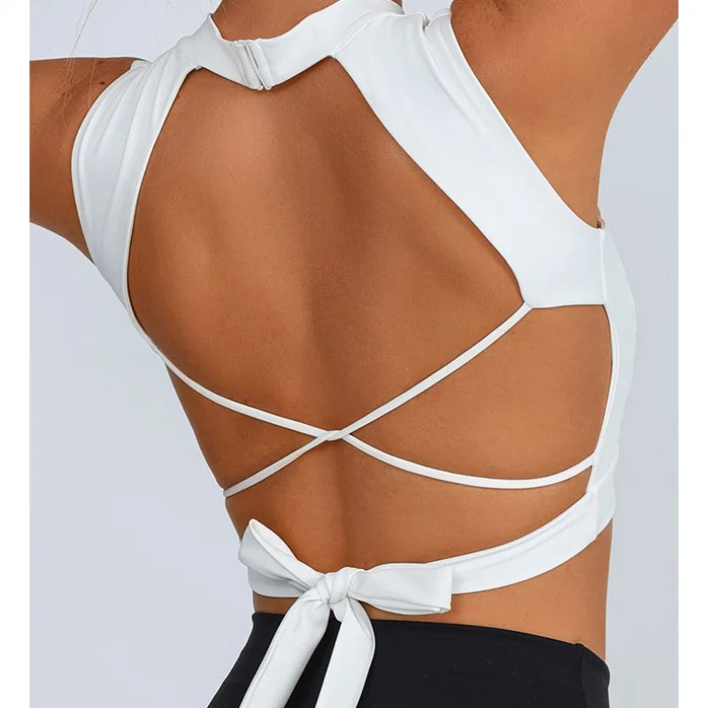 FUBEIKE Sports Bra Yoga Clothing Beauty Back Backless Quick-Drying Strap Sporty Woman Top Fitness Yoga Wear Sportswear