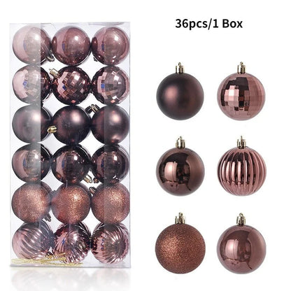 24/36Pcs Christmas Balls 4CM Ball Christmas Tree Pendant Ornaments for Home Party Decor 2025 New Year Navidad Gifts Accessories