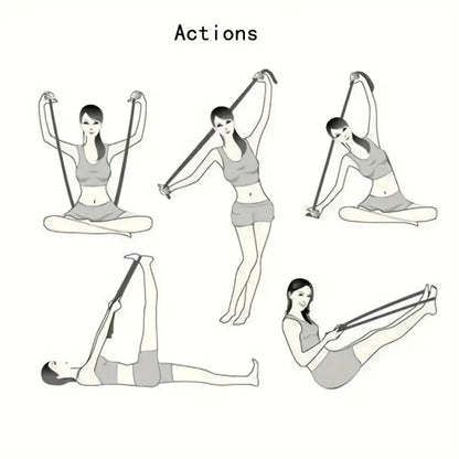 Yoga Elastic Resistance Band With 8 Independent Rings, Home Fitness Segmented Stretching Rope, Pilates Training Equipment