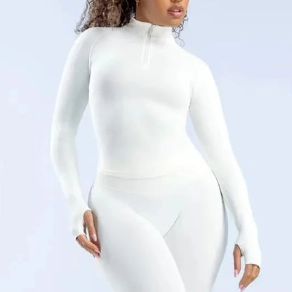 Impact Half Zippy Gym Top Long Sleeve Jacket Yoga Clothing Women Seamless Sports Shirts Fitness Workout Pilates Clothes