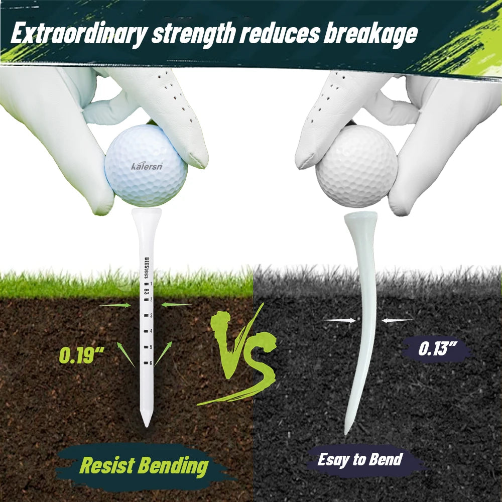 50pcs Premium Wooden Golf Tees with Height Markers - Non-slip Design for Perfect Ball Position Durable Golf Accessories