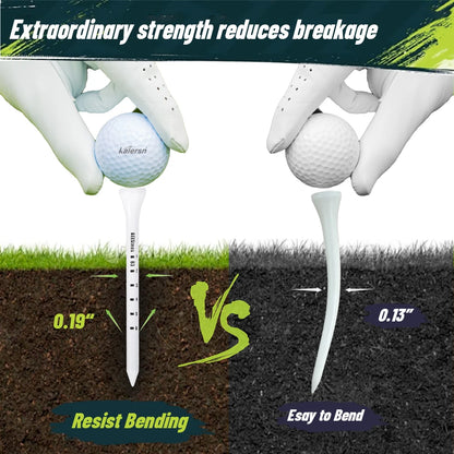 50pcs Premium Wooden Golf Tees with Height Markers - Non-slip Design for Perfect Ball Position Durable Golf Accessories