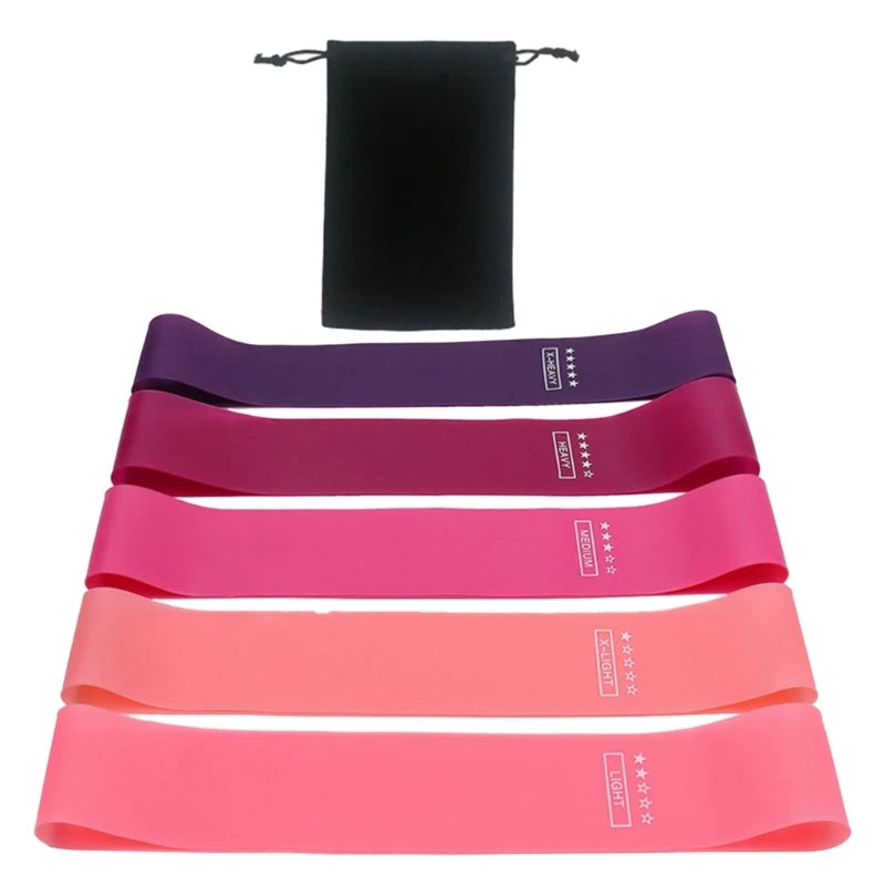 5Pcs Squatting Resistance Band Fitness Band Nonslip Unisex Hip Circles Loop Resistance Band Elastics Fitness Band Set