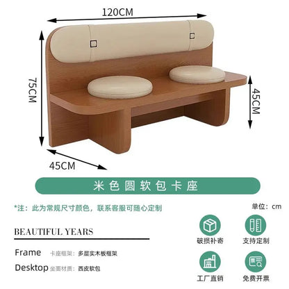 Customizable Cafe Sofa Set, Wall-leaning Bench for Bubble Tea Shops, Sweet Dessert Cafes, and Book Bars