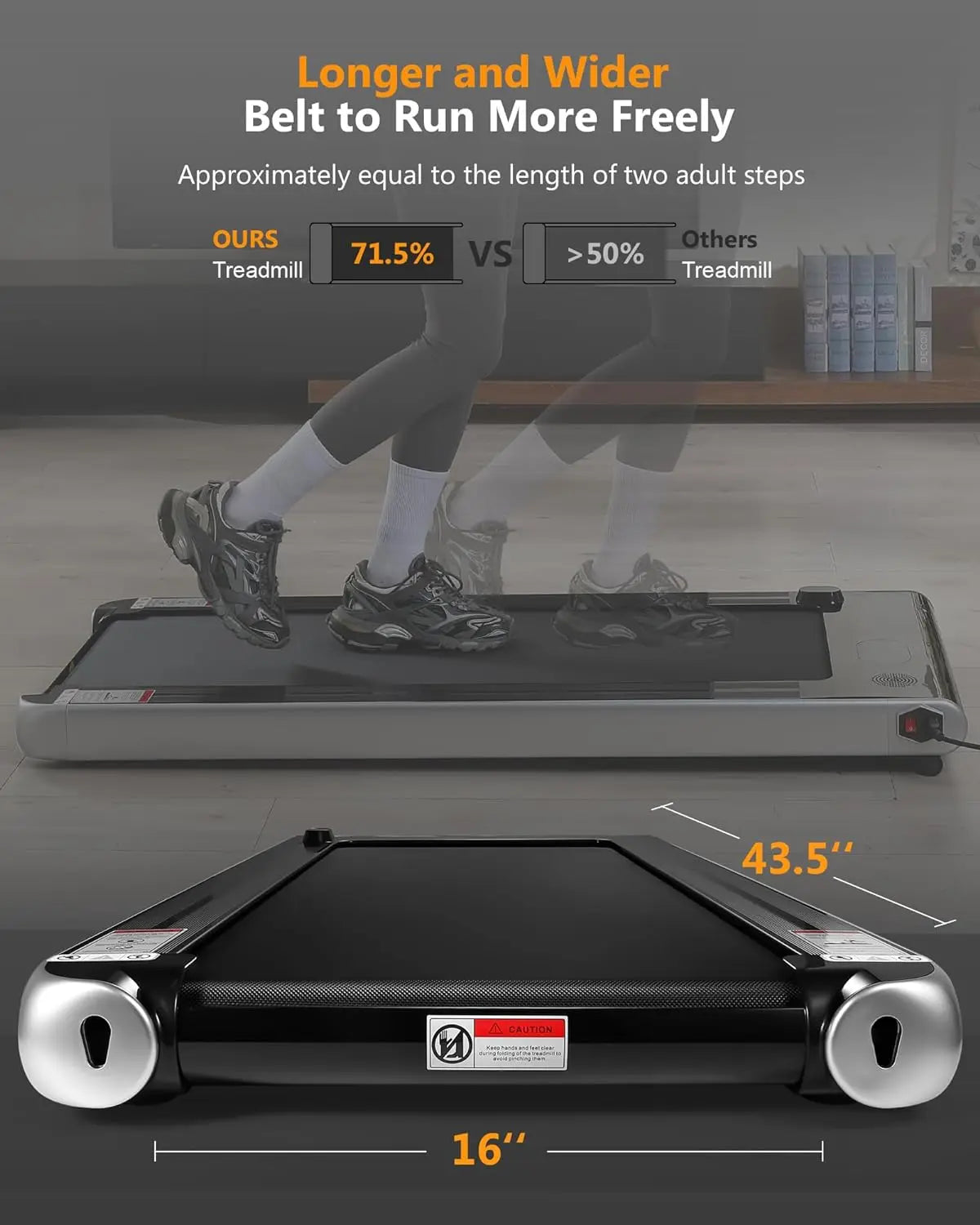 2.5 HP Walking Pad, [0.6-3.8 MPH] [256 LBS] Under Desk Treadmill, [Plug and Play] [Remote & LCD Display] Portable Treadmill