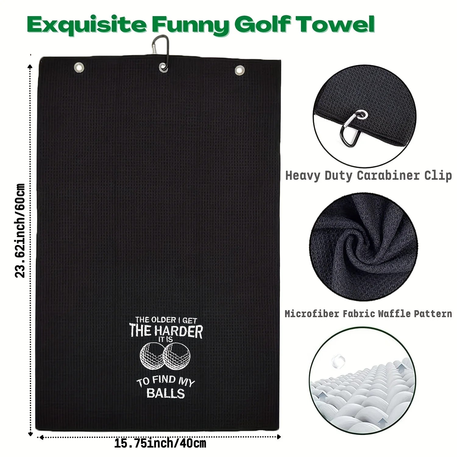 Funny Microfiber Premium Golf Towel, Embroidered Golf Towels for Golf Bags for Men&Women, Golf Accessories for Men Golfers