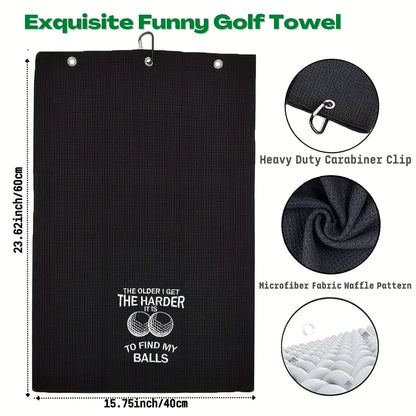 Funny Microfiber Premium Golf Towel, Embroidered Golf Towels for Golf Bags for Men&Women, Golf Accessories for Men Golfers