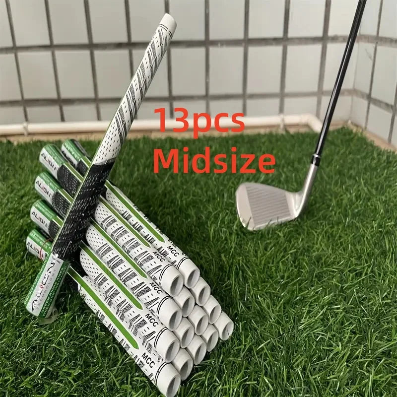 13pcs Golf Club Grips Set - Medium & Standard, Durable Rubber in Black, White, Blue, and Red with Textured Pattern for Enhanced