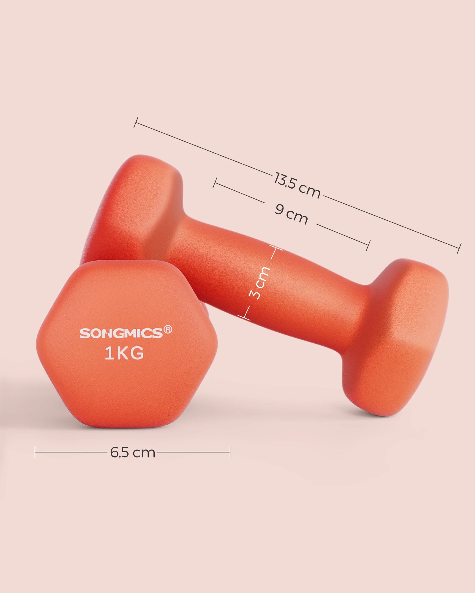 SONGMICS dumbbells set 2x1 kg dumbbell set short dumbbells hexagon neoprene coating