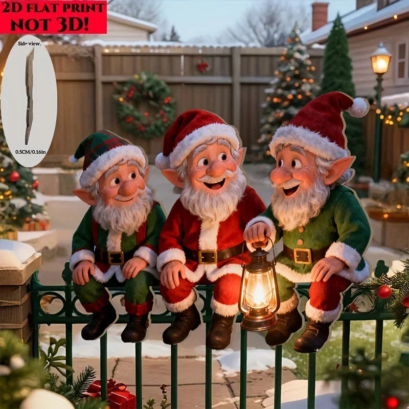 1pcs Christmas Fence Ornaments Dwarf Santa Clause Colors Outdoor Garden Decorations 2026 New Year Charming Christmas Ornaments