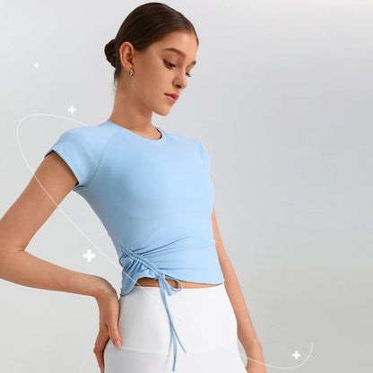 Women Yoga Clothes Slim Yoga T-shirt Breathable Comfort Fitness Crop Top Professional Running Fitness Pilates Training Clothes