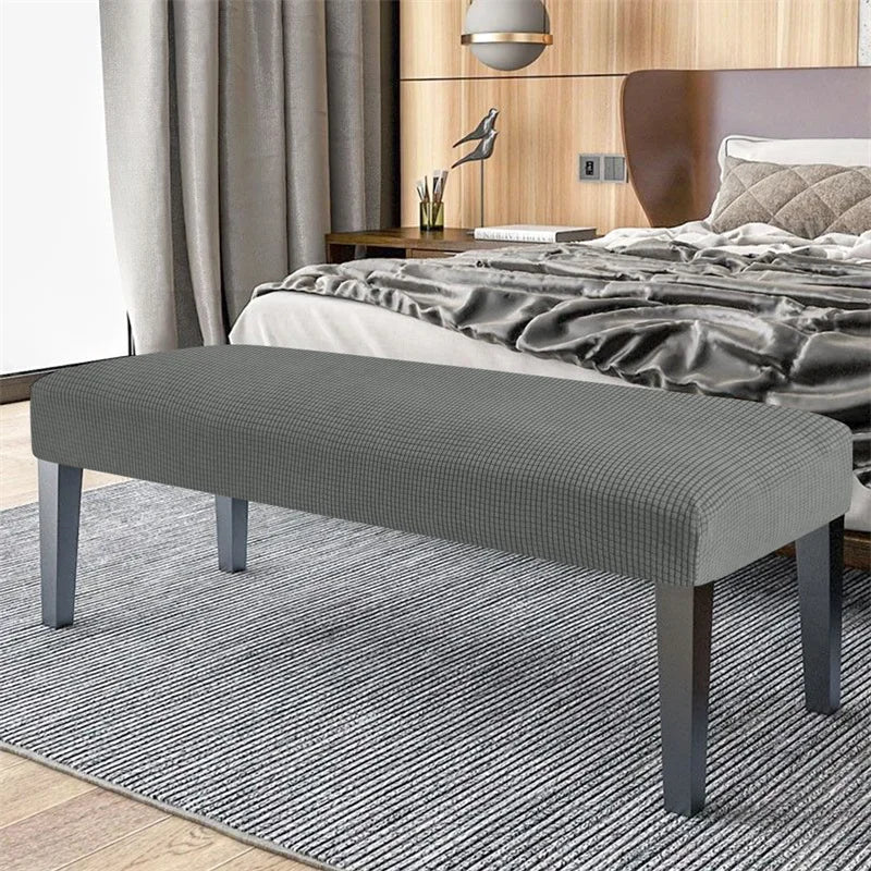 Stretch Dining Bench Covers Polar Fleece Long Bench Covers Anti-Dust Piano Stool Cover Removable Seat Protector Home Decor
