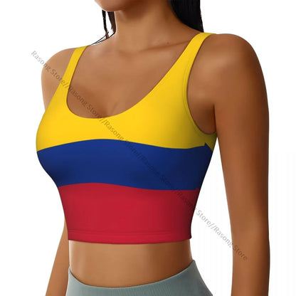 Yoga Vest Women Gym Sports Crop Tops Flag Of Colombia.svg Streetwear Workout Breathable Tank Top Female