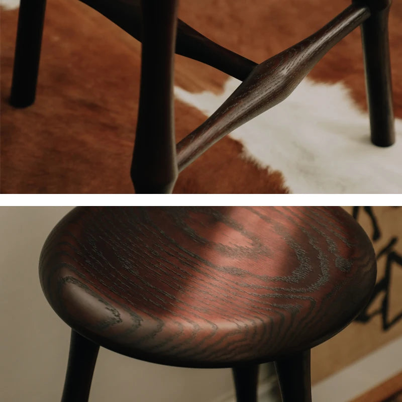 Bar stool medieval solid wood home Windsor tall round stool cafe restaurant furniture