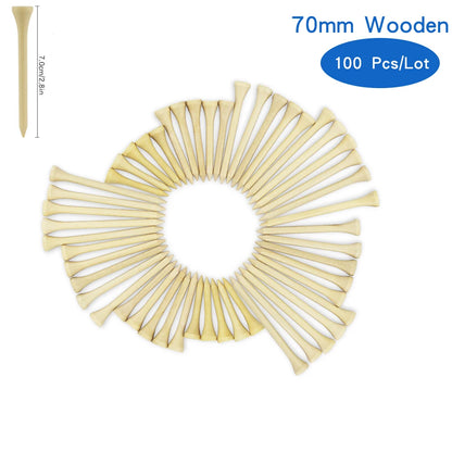 Golf Tees Package of 100 Bamboo Wooden Tees 42mm 54mm 70mm 83mm Length Golf Ball Holder Drop Ship