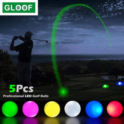 5Pcs Professional Golf Balls LED Luminous Night Golf Balls,Reusable And Long-lasting Glow Training Golf Practice Balls