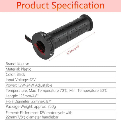 Heated Grips for Motorcycle 1 Pair 12W-24W 12V 22Mm(7/8") Universal Motorcycle Electric Heated Hand Grips Handlebar