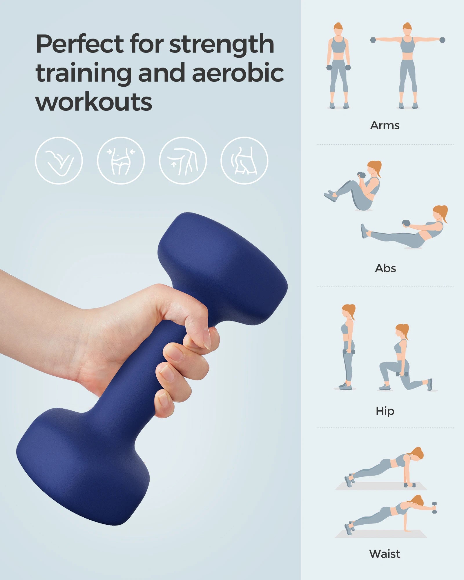 SONGMICS Set of 2 Dumbbells, 2 x 2.5 kg Hand Weights with Neoprene Coating, Hexagonal Dumbbells Pair, Home Workout