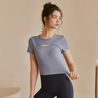 Yoga Clothing Tops Breathable Running Fitness Clothing T-Shirt Tight Athletic Short Sleeve Women
