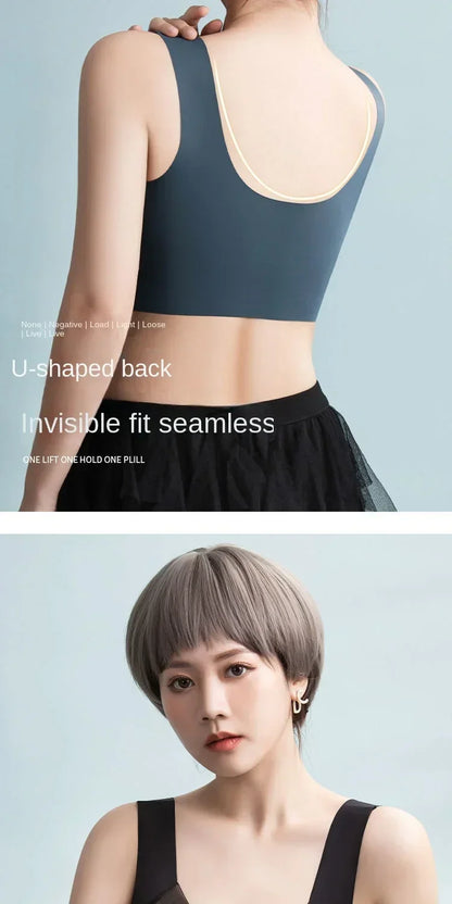 Women Lace Sport Bras Plus Size Seamless Bra Bralette Backless Lady Brassiere Vest Female Gathers Shock-Proof Wireless Top L-3XL
