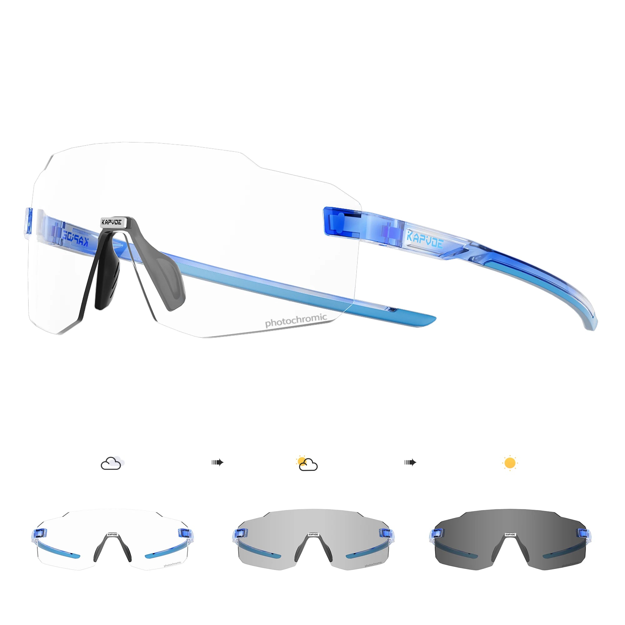 Kapvoe Photochromic Cycling Glasses UV400 Running Sunglasses Lightweight Bicycle MTB Bike Eyewear Sports Safety Goggles