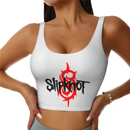 Custom Slipknots Workout Crop Tank Tops Women Heavy Metal Rock Music Running Yoga Sports Bras