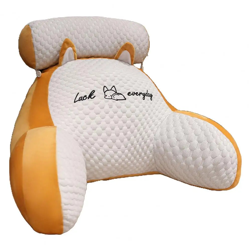 Bedroom Sit Up Pillow Backrest Support Pillow Cartoon Print Bed Reading Pillow with Arm Support Detachable Backrest for Sofa