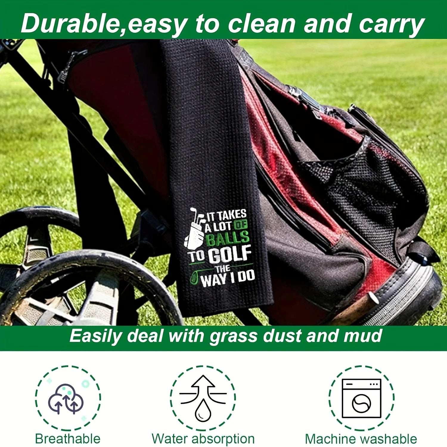 Funny Microfiber Premium Golf Towel, Embroidered Golf Towels for Golf Bags for Men&Women, Golf Accessories for Men Golfers