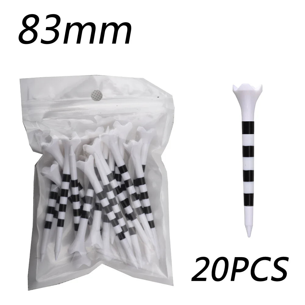 20 Pcs Golf Tees Stand Printing Scale Unbreakable Reduces Friction Golf Tees Plastic Side Spin 5 Prongs Tee Golf Supplies