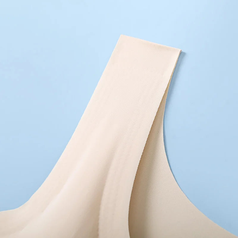 Wire-Free Sports Bra Seamless Ice Silk Small Chest Push-up Bra Prevent Sagging Thin Back Beauty Large Size Bra