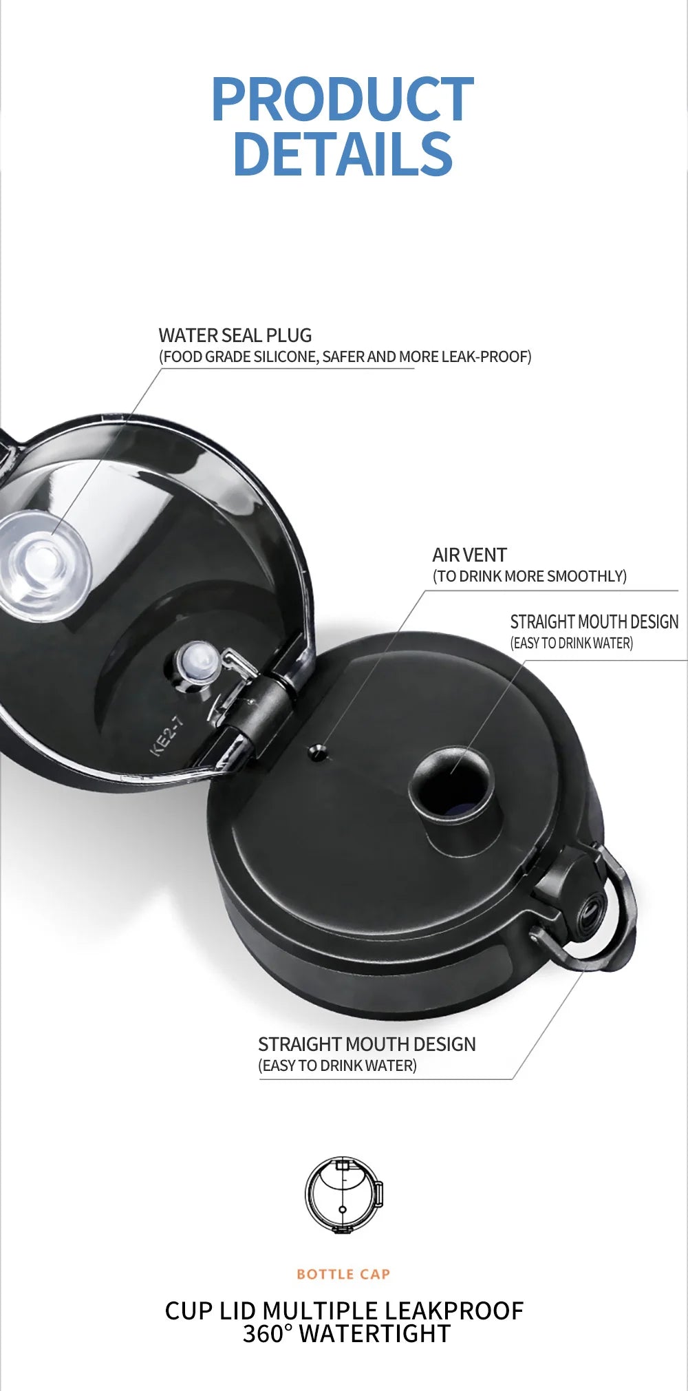 High Quality Water Bottle 500ML 1000ML BPA Free Leak Proof Portable For Adult Children Sports Gym Eco Friendly Drink Bottles