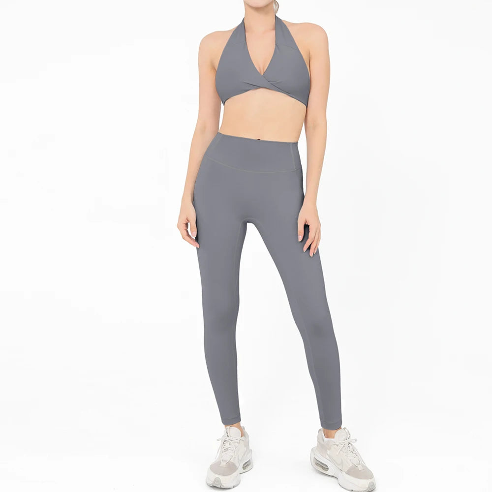 2 Pieces Yoga Set Women Gym Tracksuit Sport Bras Fitness Leggings Outfits Workout Suits Ladies Training Clothes Sets Sportwear