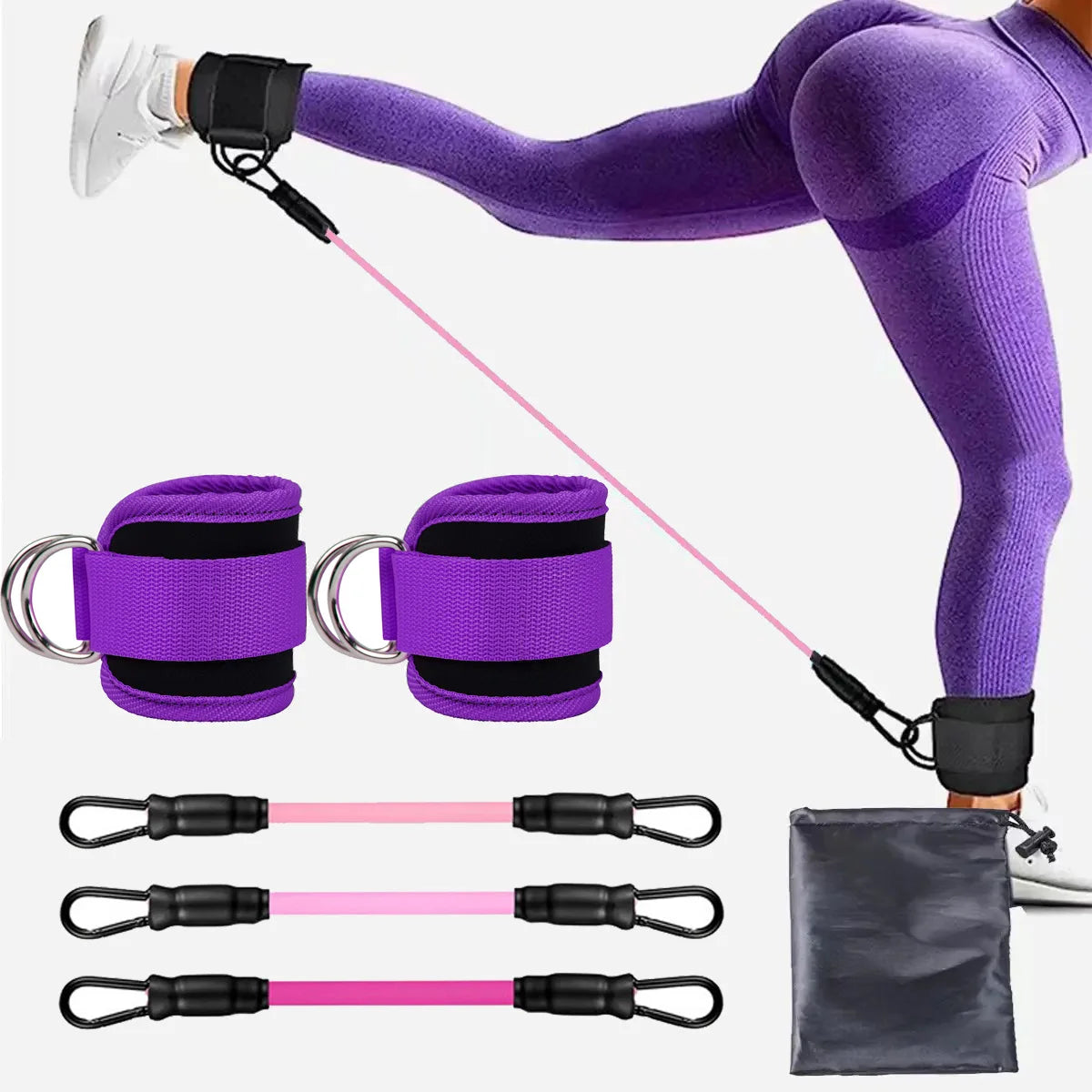 Resistance Bands With Ankle Straps Fitness Workout Training Resistance Bands Home Yoga Stretch Elastic Pilates Gym Equipment