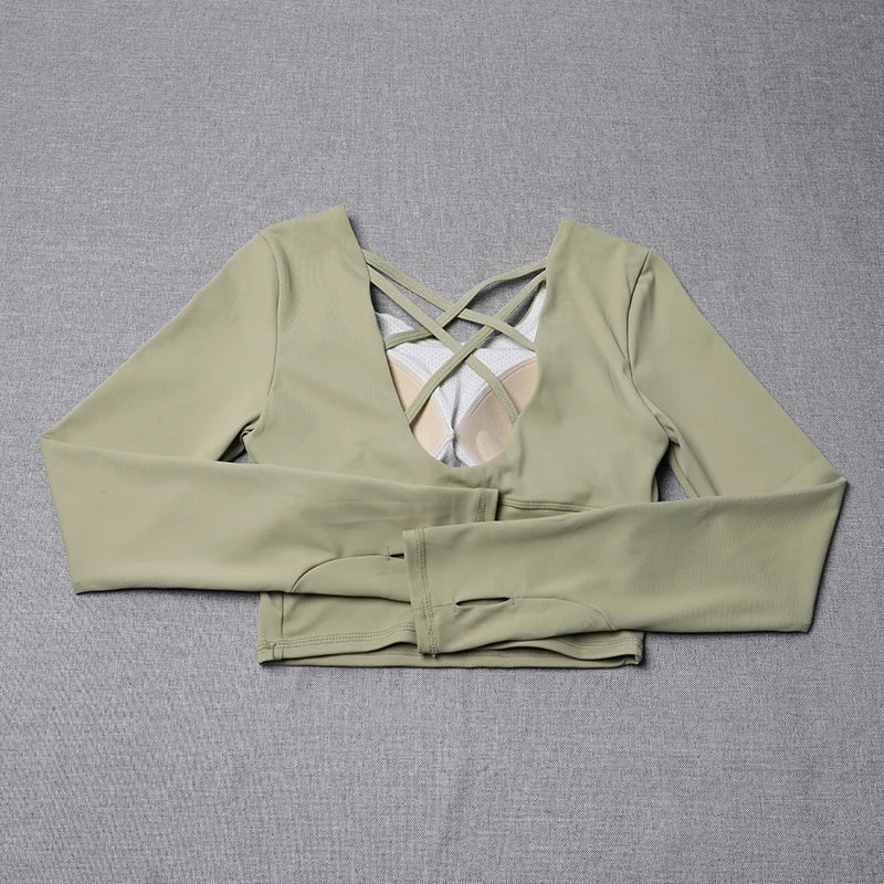 New Yoga Clothing for Women Sports Running Pilates Breathable Training Long Sleeve Top Fitness Clothing