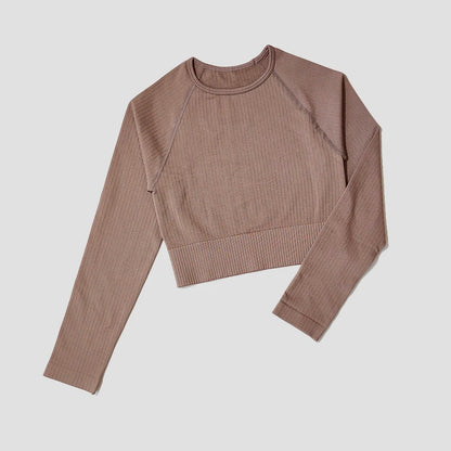 Yoga Sports Crop Top Long Sleeve Gym Women's Seamless T-shirt Fitness Woman Sport T-shirt Workout Tops For Women's Sportswear