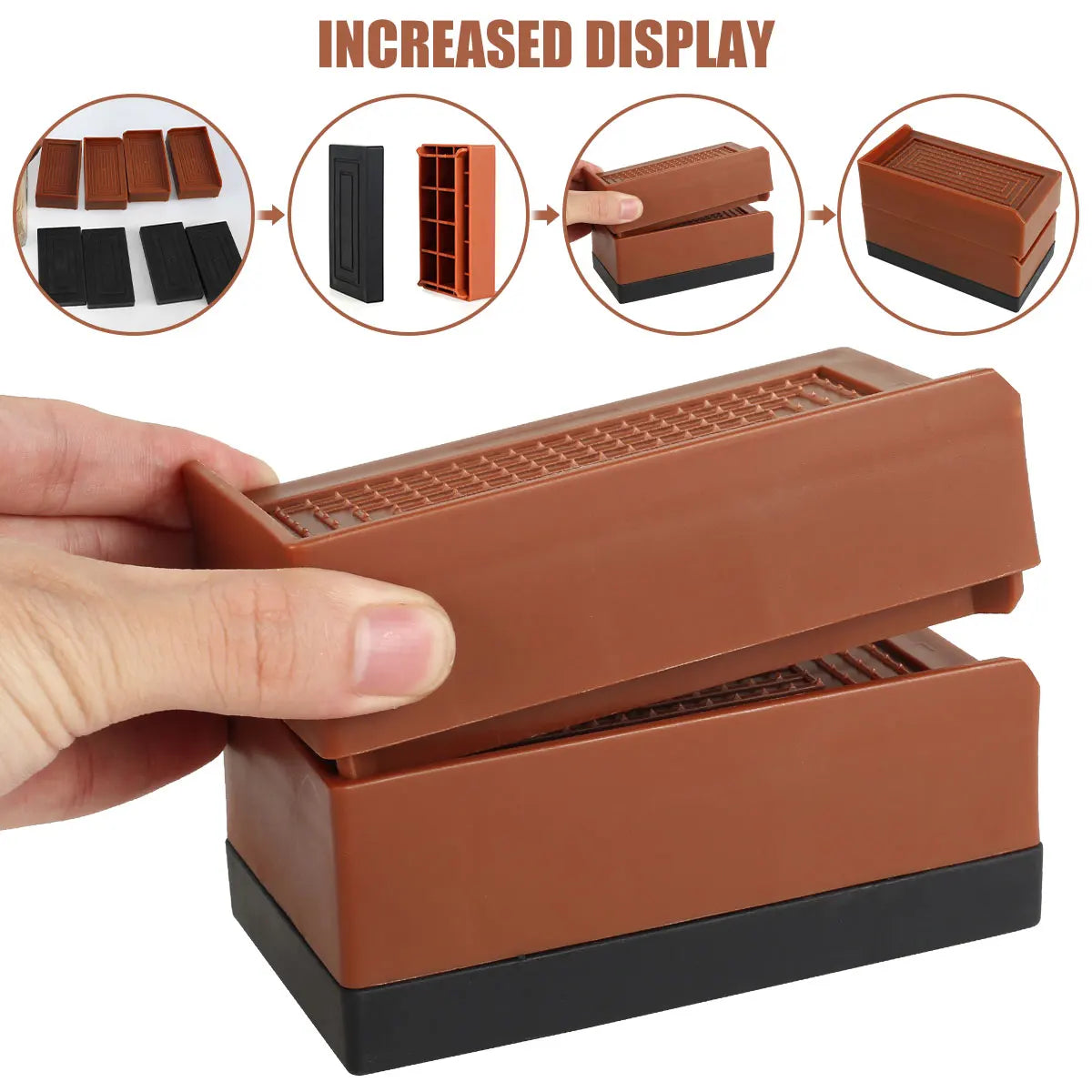 4Pcs Furniture Heightening Foot Pad TPU Non Slip Bed Sofa Fridge Table Risers Multifunctional Rectangle Furniture Support Risers